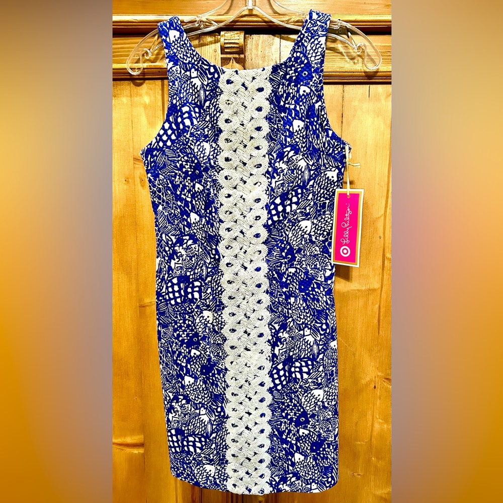 NWT Lilly Pulitzer for Target Upstream Fish Print Sleeveless Shift Dress Size 2
